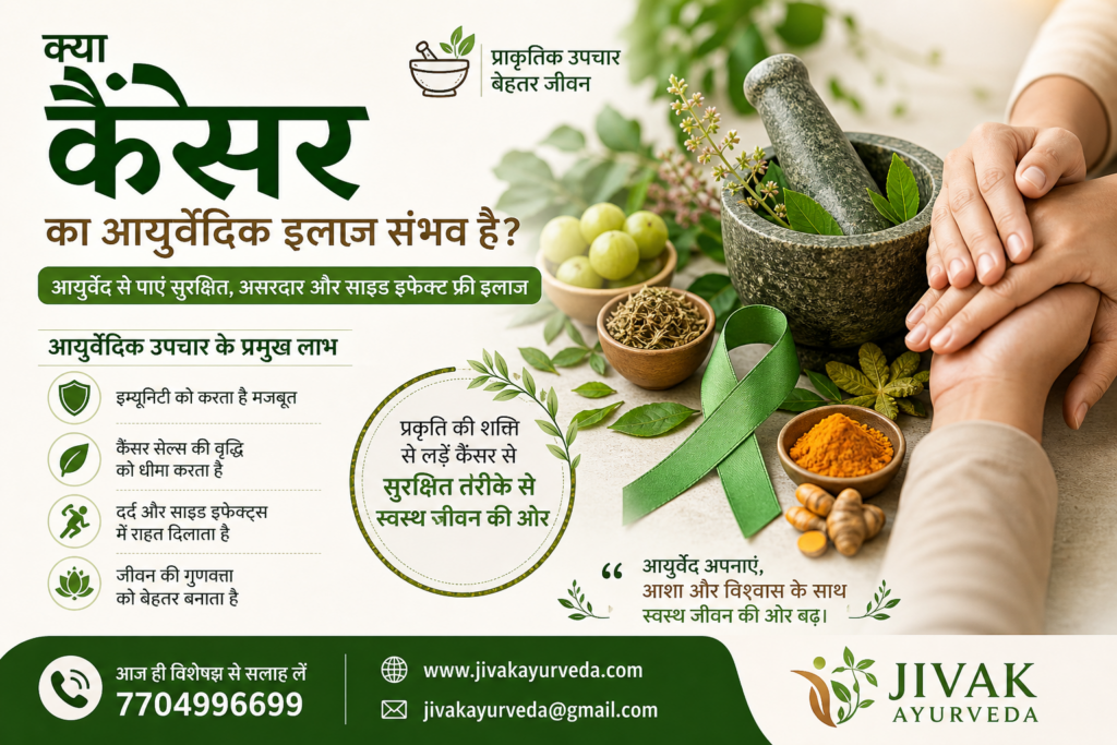 क्या कैंसर का आयुर्वेदिक इलाज संभव है? जानिए सुरक्षित और प्राकृतिक उपचार का पूरा सच क्या कैंसर का आयुर्वेदिक इलाज संभव है